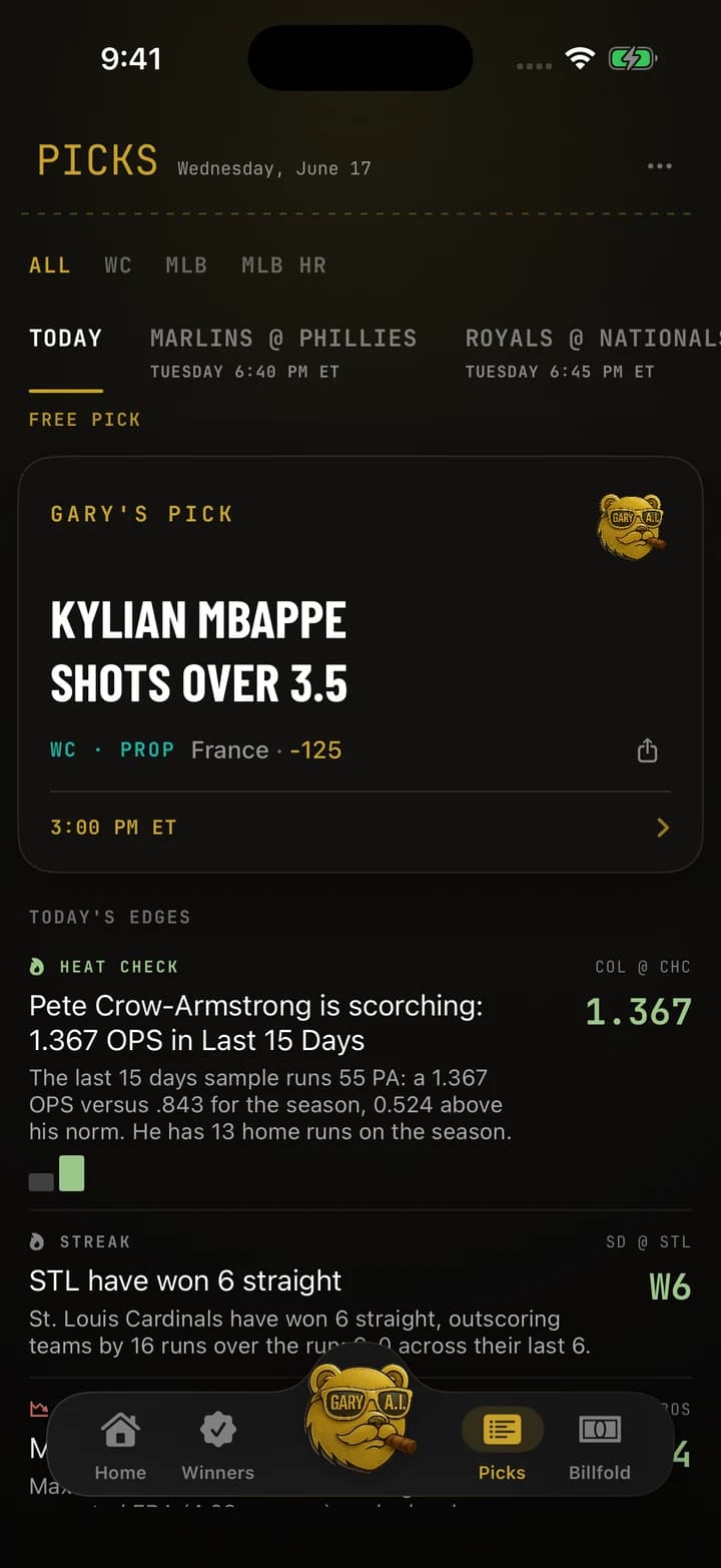 Gary.ai — today's pick and edges