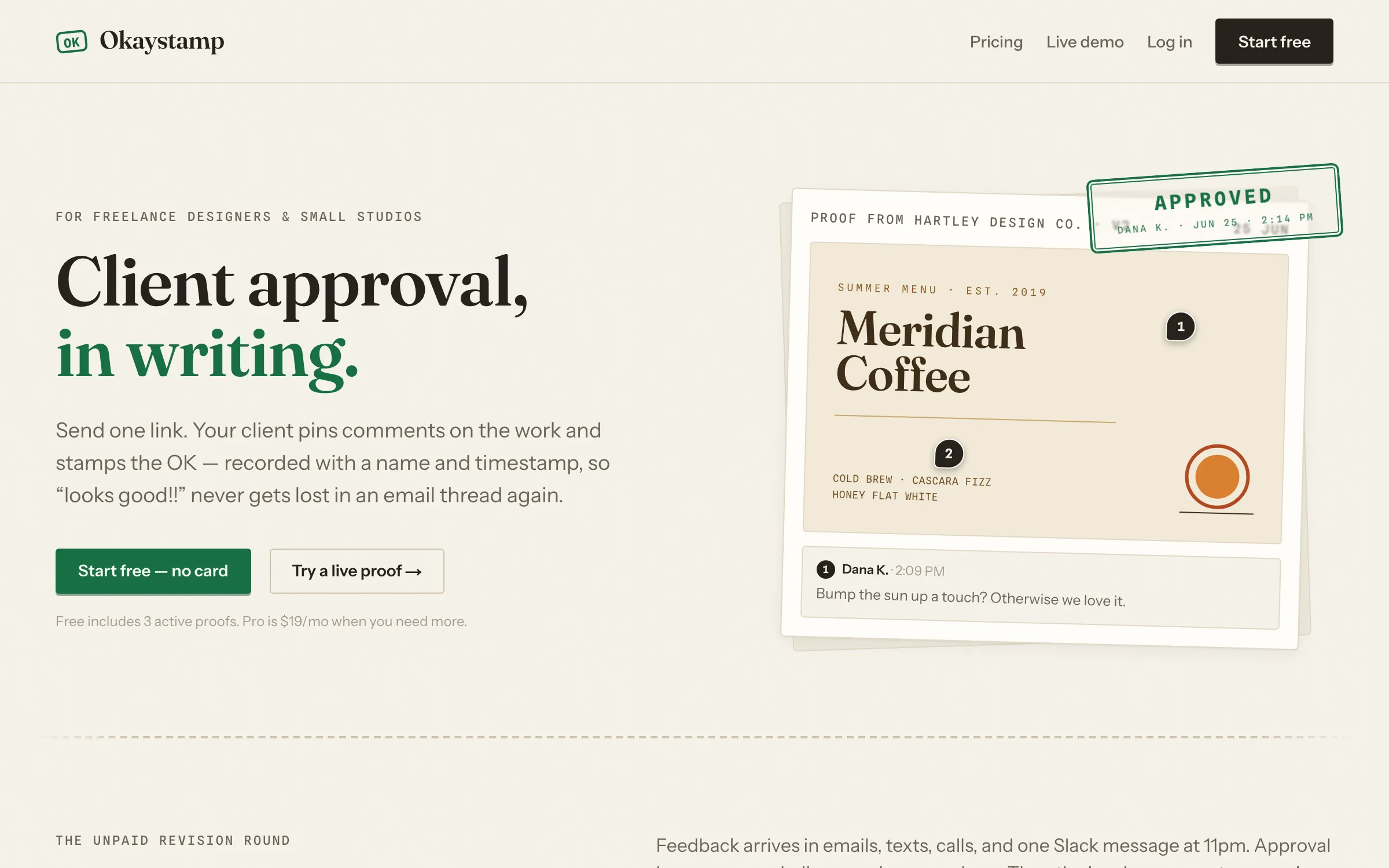 Okaystamp homepage