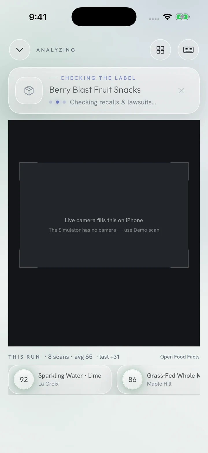 Sync'd live product scan
